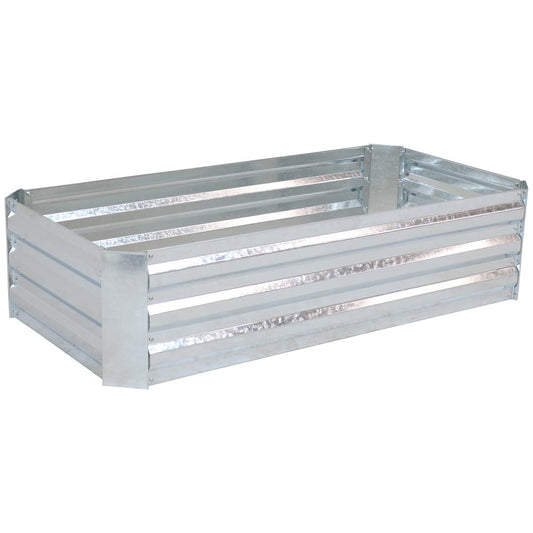 12" X 48" Silver Metal Rectangular Raised Garden Bed