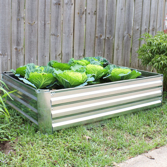 12" X 48" Silver Steel Rectangular Raised Garden Bed