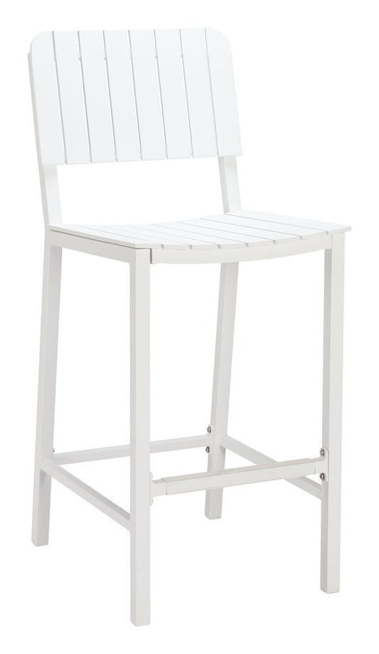 30" White Aluminum Outdoor Bar Height Chair