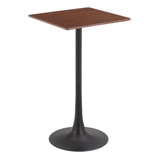 24" Brown and Black Wood and Steel Square Bar Table
