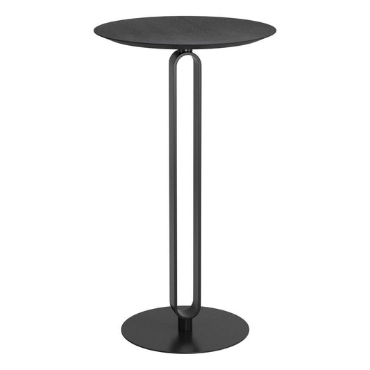 24" Black Wood and Steel Rounded Bar Table