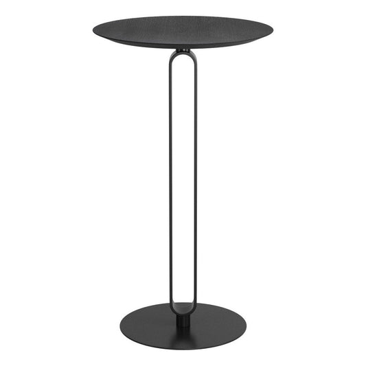 24" Black Wood and Steel Rounded Bar Table