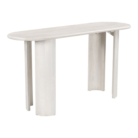 58" White Solid Wood Oval Console Table