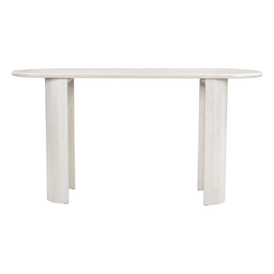58" White Solid Wood Oval Console Table