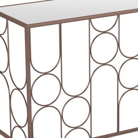 50" Clear and Bronze Mirrored Glass and Steel Frame Console Table