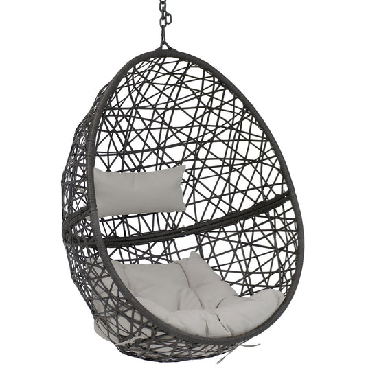 38" Gray Steel Outdoor Egg Chair