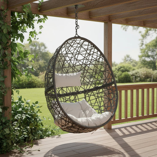 38" Gray Steel Outdoor Egg Chair
