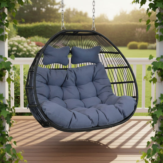 51" Gray Steel Outdoor Egg Chair