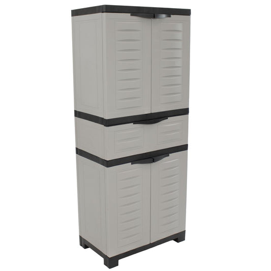 23" Black and Gray Plastic Accent Cabinet With Four Doors And One Drawer