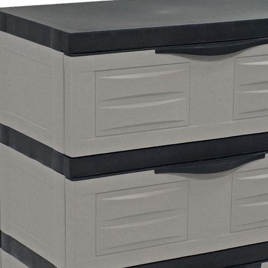 23" Gray and Black Plastic Accent Cabinet With Three Drawers