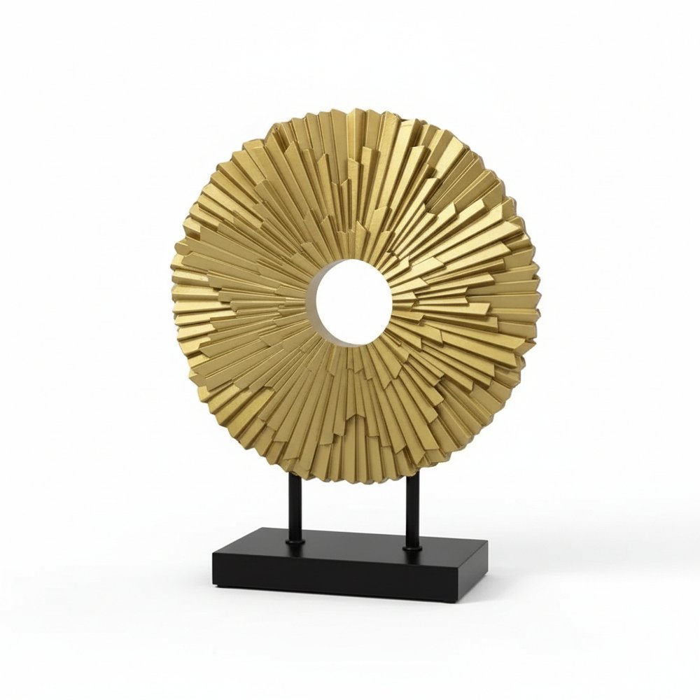 12" Gold Resin Sunflower Hand Painted Tabletop Sculpture