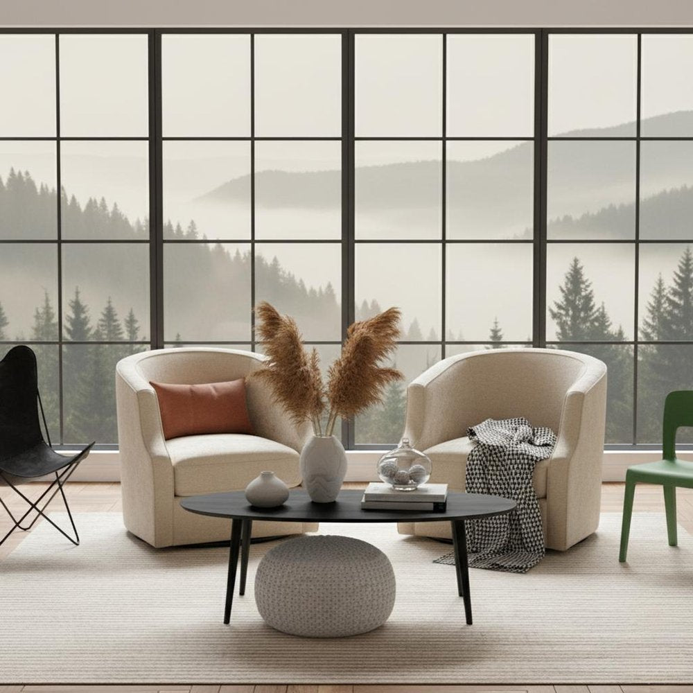 32" Beige Fabric Upholstered Arm Chair