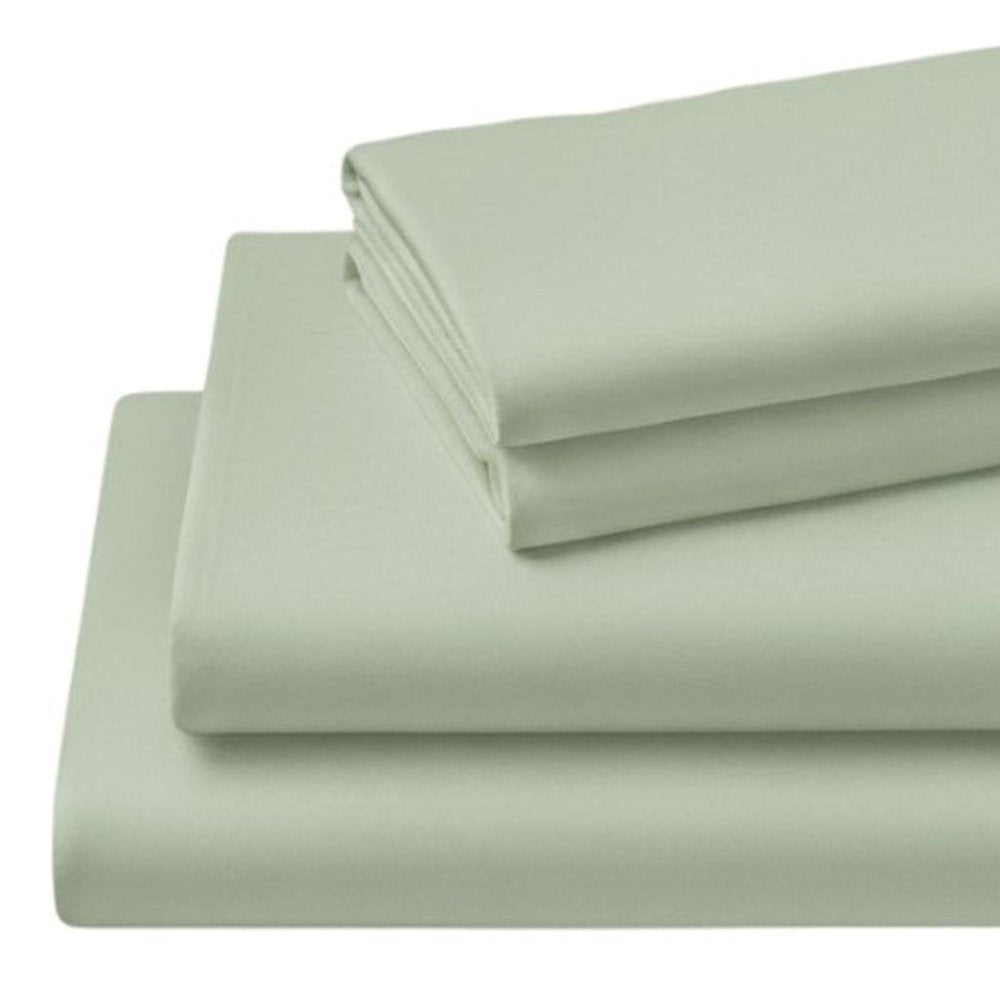 Four Piece Sage Cotton Queen Sheet Set
