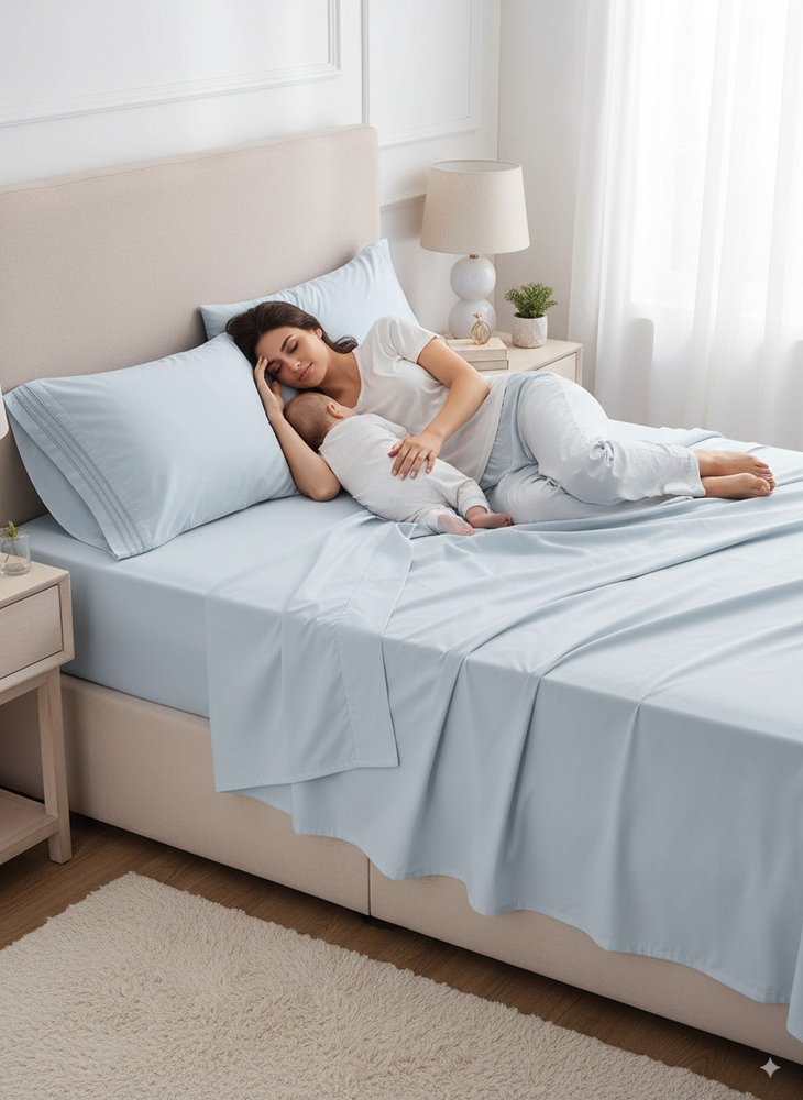 Light Blue Cotton Queen Pillowcases