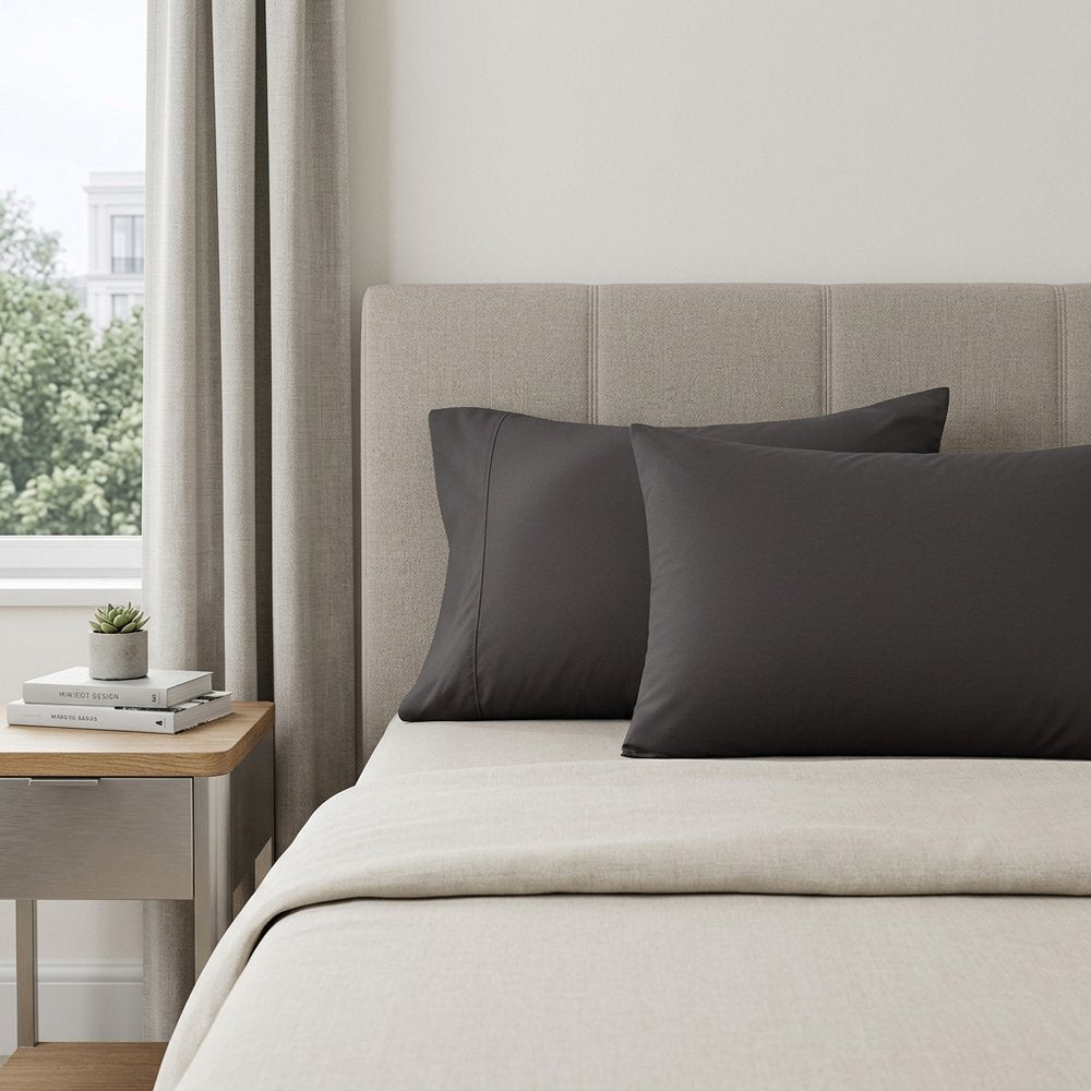 Charcoal Cotton Queen Pillowcases
