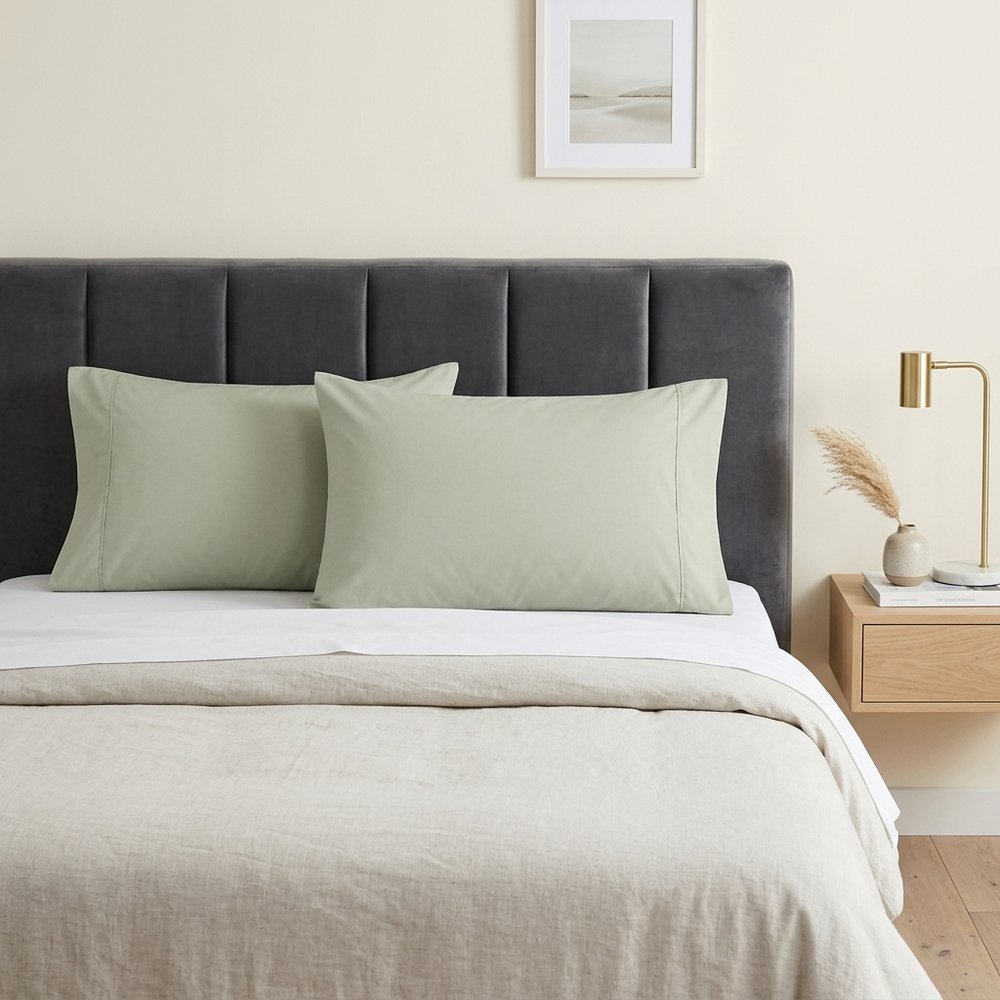 Sage Cotton King Pillowcases