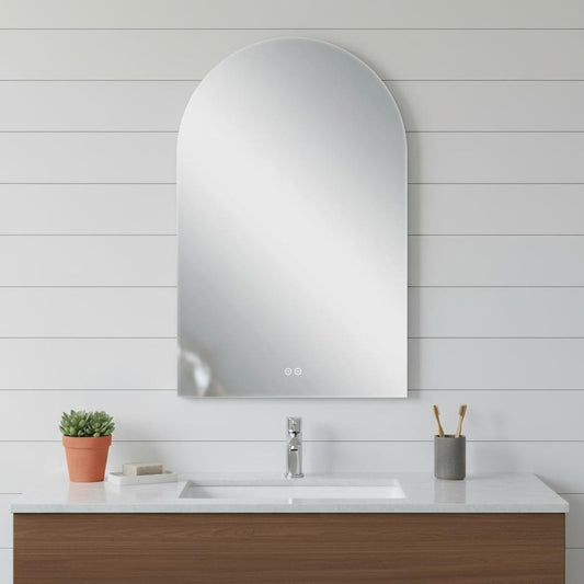 38" White Arch Lighted Frameless Bathroom Vanity Mirror
