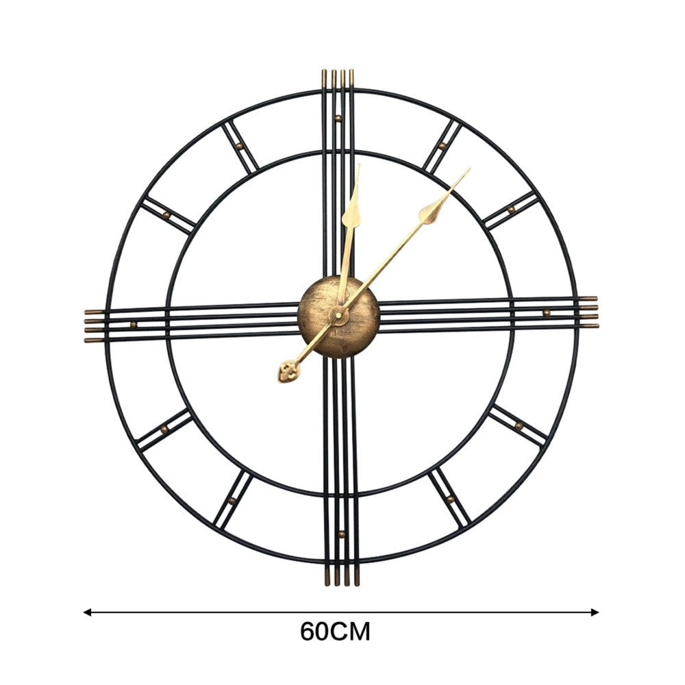 24" Beige Black And Brown Silent Analog Round Wall Clock