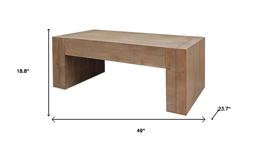 49" Natural Wood Chunky Rectangular Coffee Table
