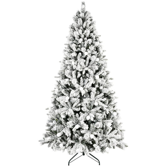 7.5' White Pre Lit Full Flocked Fir Christmas Tree