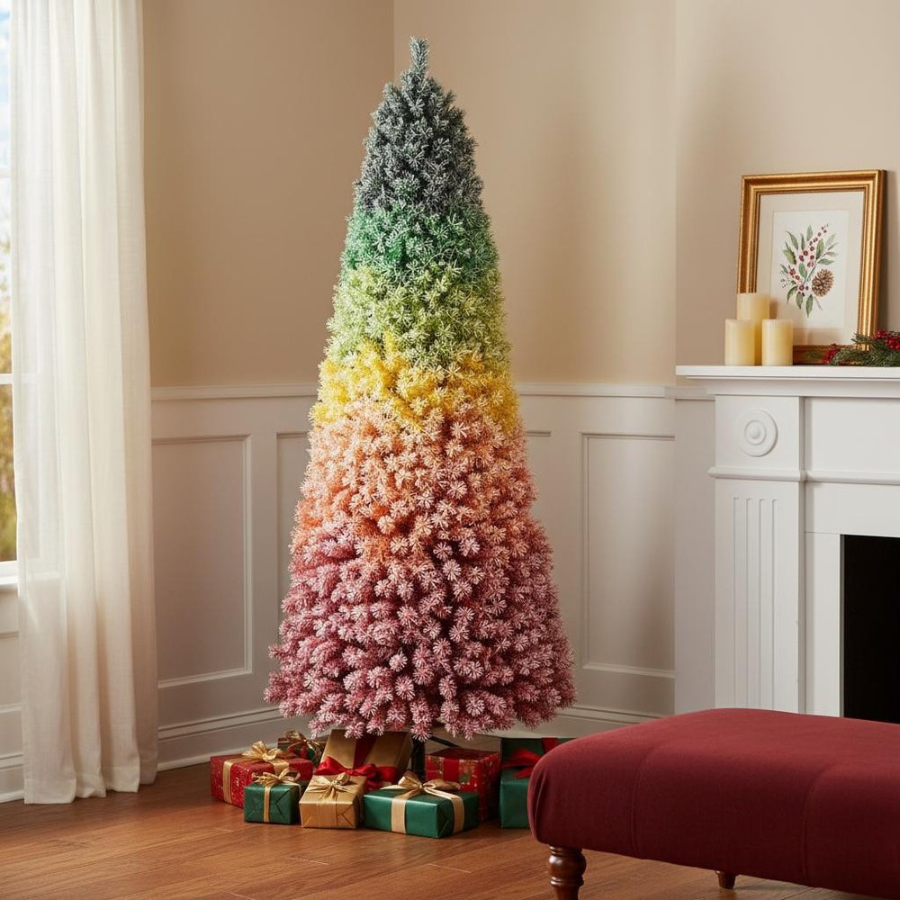 6' Frosted Rainbow Full Fir Christmas Tree