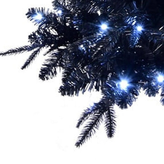 7.5' Black Pre Lit Full Spruce Christmas Tree