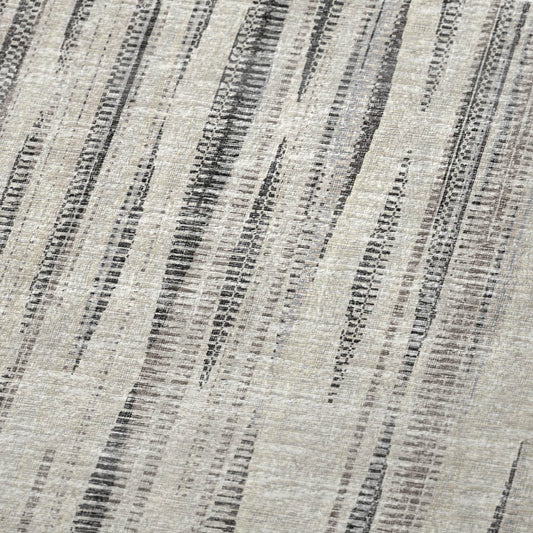 50" X 70" Beige And Charcoal Striped Microfiber Plush Throw Blanket