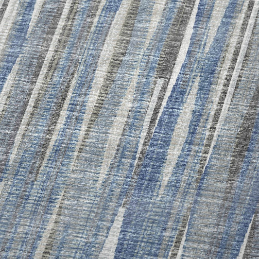 50" X 70" Blue And Beige Striped Polyester Woven Plush Throw Blanket