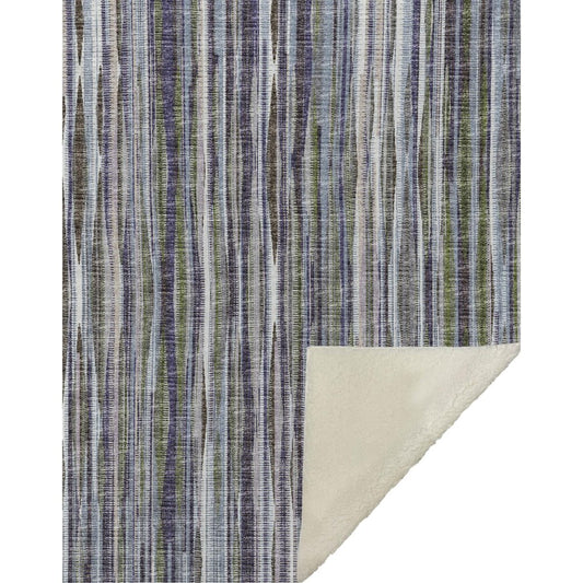 50" X 70" Plum And Ivory Striped Microfiber Plush Throw Blanket