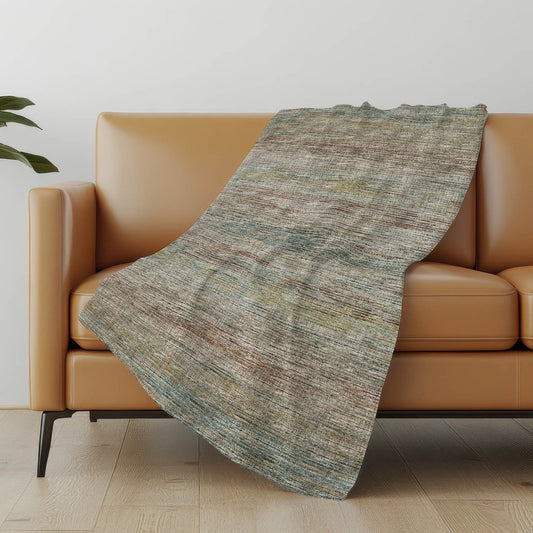 50" X 70" Beige Brown And Yellow Abstract Polyester Woven Plush Throw Blanket
