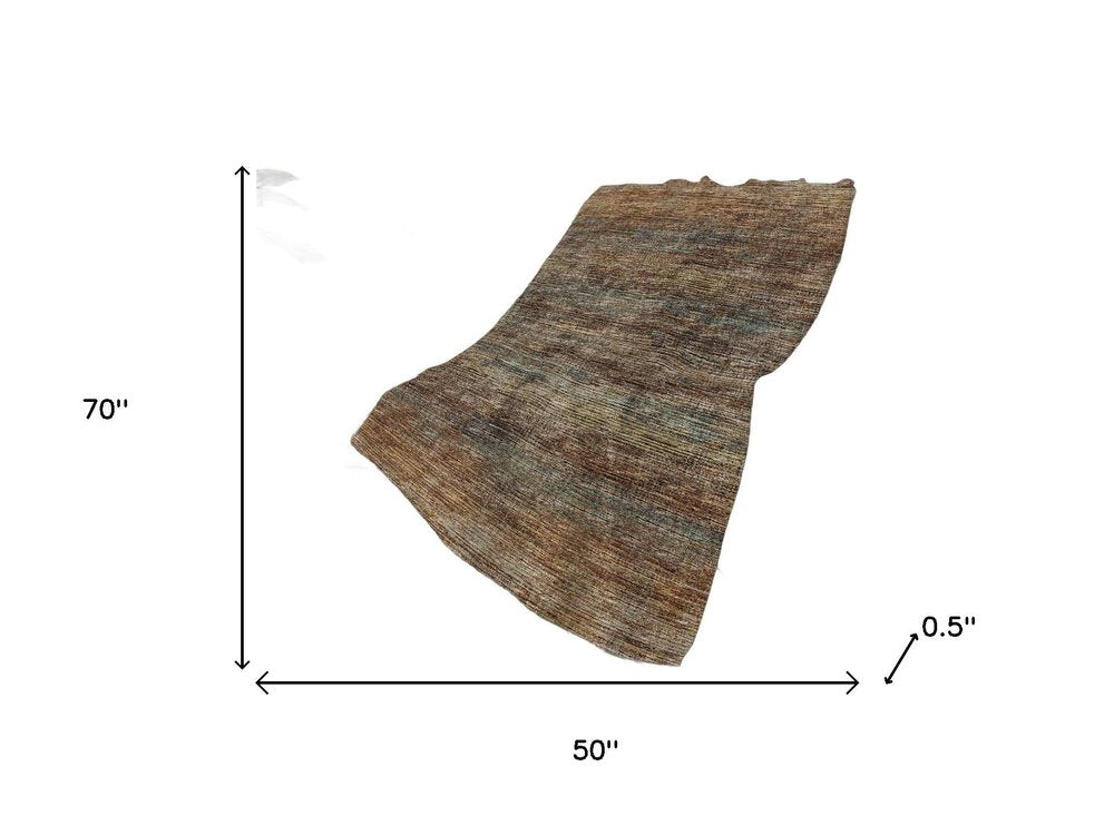 50" X 70" Brown And Blue Abstract Polyester Woven Plush Throw Blanket