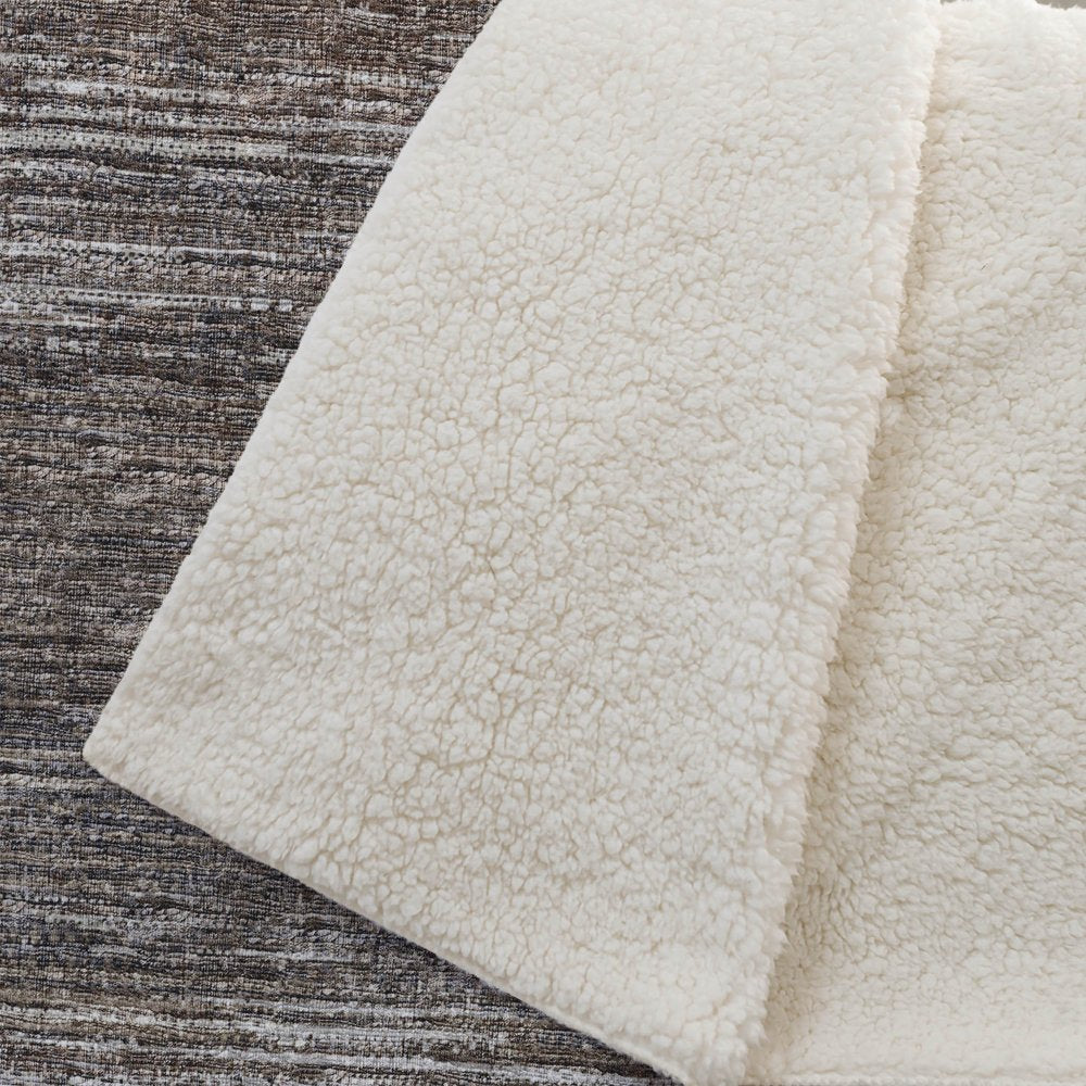 50" X 70" Brown And Beige Abstract Polyester Woven Plush Throw Blanket