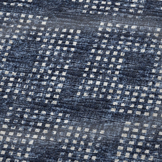 50" X 70" Blue And Ivory Geometric Polyester Woven Plush Throw Blanket