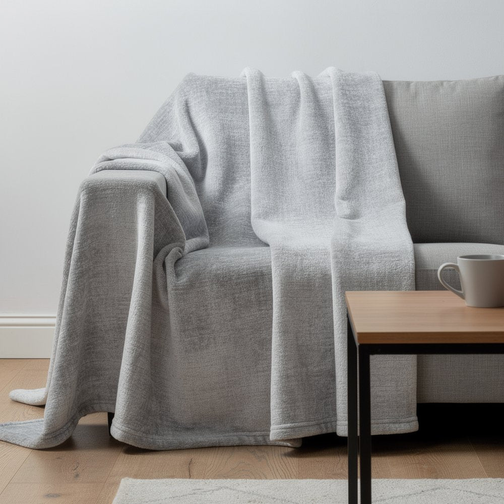 50" X 70" Gray And Silver Abstract Microfiber Plush Throw Blanket