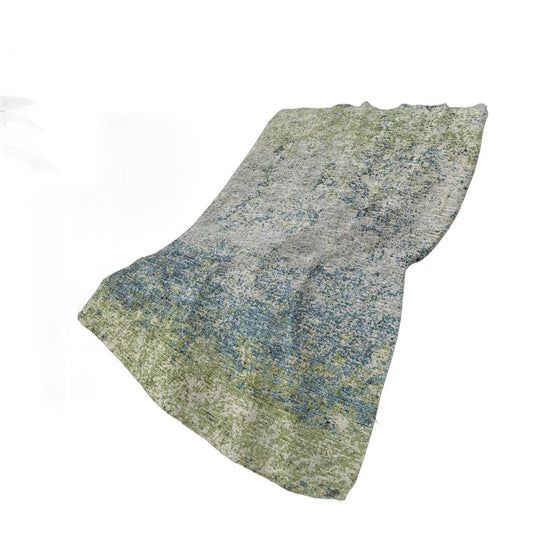 50" X 70" Green And Blue Abstract Polyester Woven Plush Throw Blanket