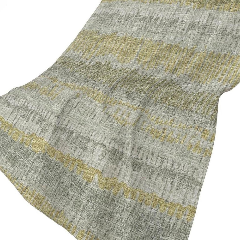 50" X 70" Sage And Gold Abstract Polyester Woven Plush Throw Blanket