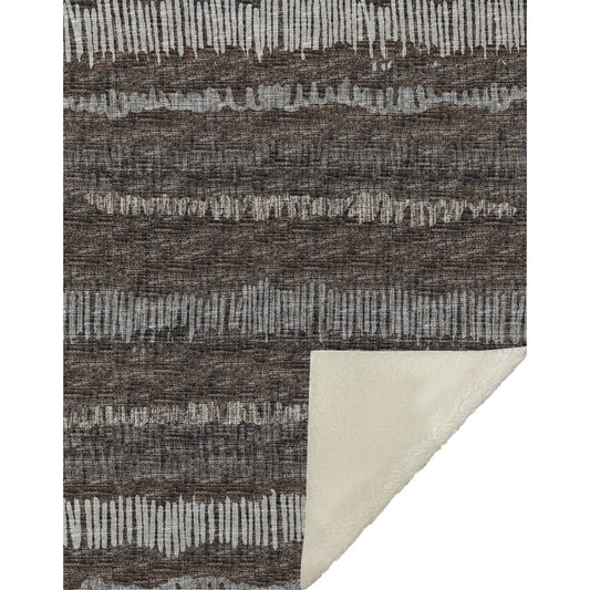 50" X 70" Brown And Beige Abstract Microfiber Plush Throw Blanket