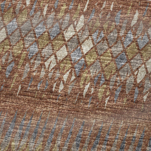 50" X 70" Cinnamon Gold And Blue Geometric Polyester Woven Plush Throw Blanket