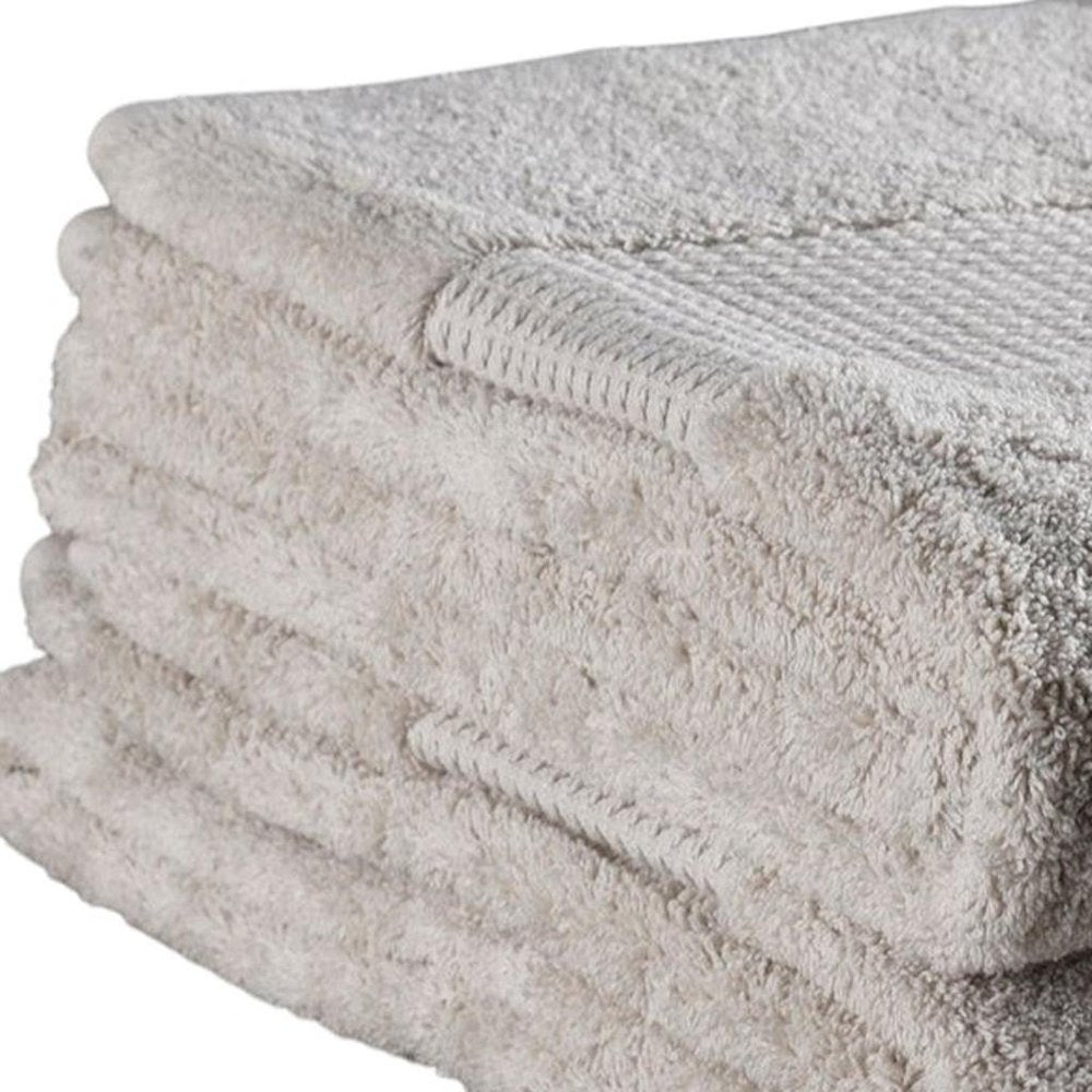 Set of Two Beige Cotton 16" X 30" Quick Dry Terry Cloth Hand Towels