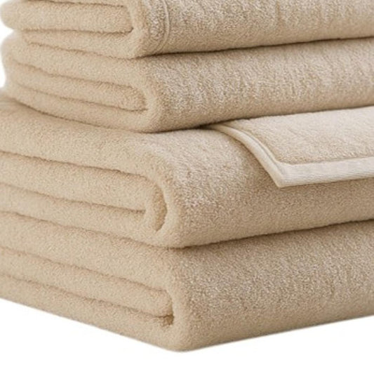 Set of Six Beige Cotton Quick Dry Terry Cloth Towels