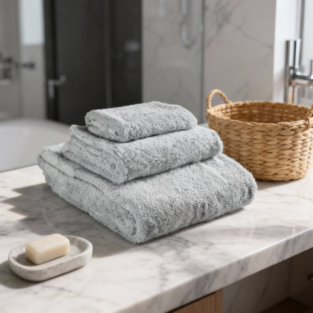 Set of Three Sea Green Cotton Quick Dry Terry Cloth Towels