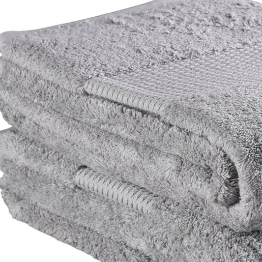 Set of Two Light Gray Cotton 13" X 13" Quick Dry Terry Cloth Washcloths