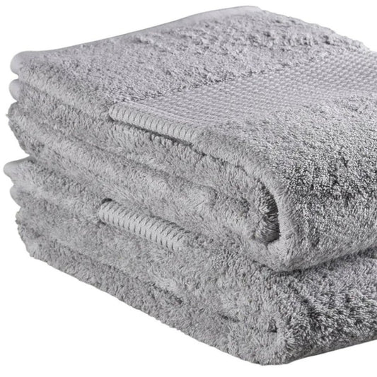 Set of Two Light Gray Cotton 16" X 30" Quick Dry Terry Cloth Hand Towels