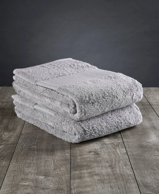 Set of Two Light Gray Cotton 30" X 54" Quick Dry Terry Cloth Bath Towels