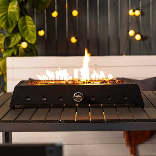 40000 BTU 28" Black Steel Propane Rectangular Fire Pit