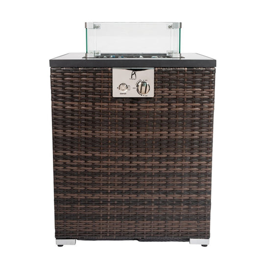 50000 BTU 24" Espresso Wicker Propane Rectangular Fire Pit