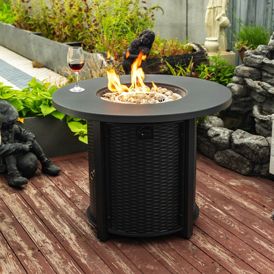 50000 BTU 32" Black Steel Propane Round Fire Pit