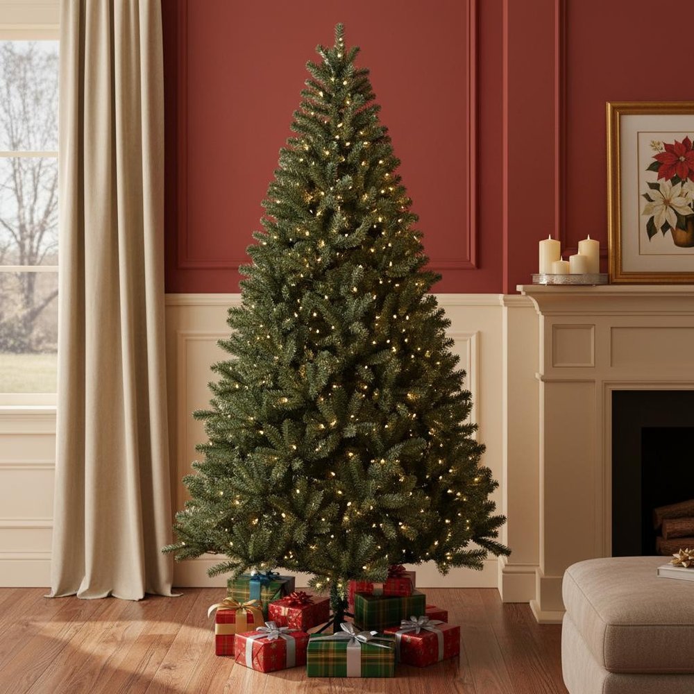 9' Pre Lit Full Spruce Christmas Tree