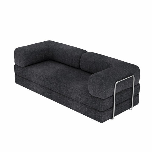 82" Gray Chenille Convertible Futon Sleeper Sofa