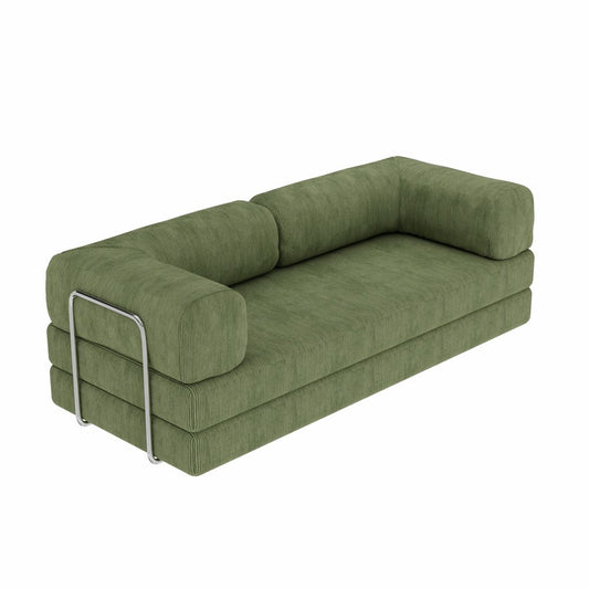 82" Green Corduroy Convertible Futon Sleeper Sofa